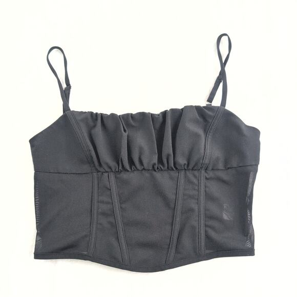 Forever 21 Milkmaid Corset Mesh Bodice Full Zip Back Women's Medium Black - Picture 1 of 10